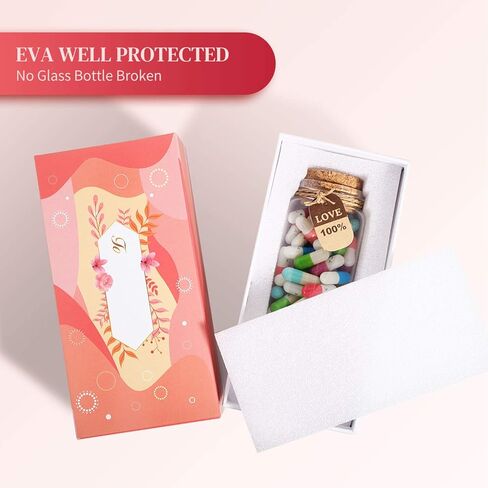 كبسولات رسالة في زجاجة زجاجية مع صندوق هدايا - ملاحظات جميلة للأزواج هدية لصديقتها وصديقتها، هدايا عيد ميلاد للنساء (ألوان مختلطة 100 قطعة) in Kuwait