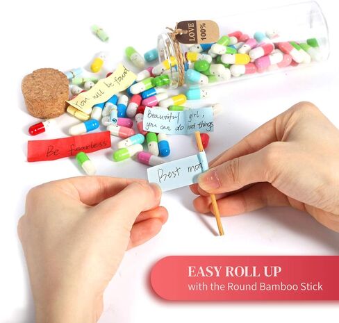 كبسولات رسالة في زجاجة زجاجية مع صندوق هدايا - ملاحظات جميلة للأزواج هدية لصديقتها وصديقتها، هدايا عيد ميلاد للنساء (ألوان مختلطة 100 قطعة) in Kuwait