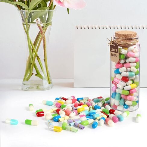 كبسولات رسالة في زجاجة زجاجية مع صندوق هدايا - ملاحظات جميلة للأزواج هدية لصديقتها وصديقتها، هدايا عيد ميلاد للنساء (ألوان مختلطة 100 قطعة) in Kuwait