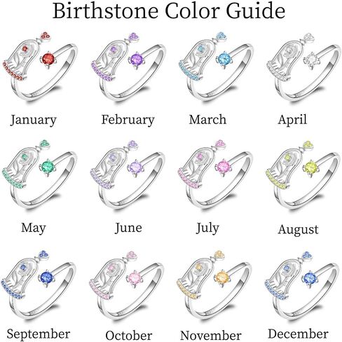 Beauty and the Beast Rose Ring Birthstone Rings for Women - 925 Sterling Silver Adjustable Rose Rings Jewelry Gifts for Women in Saudi Arabia