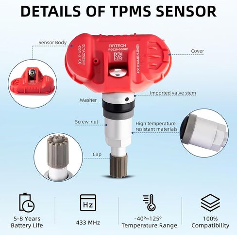 4pcs TPMS 433MHz Tire Pressure Sensor Compatible with Enclave Lacrosse Regal Sportback CT6 XT4 XT5 XT6 Blazer Camaro Cruze Malibu Silverado Traverse Volt Acadia Sierra in Saudi Arabia