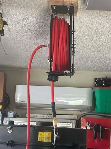 SANFU بكرة خرطوم هواء قابلة للسحب على الحائط والسقف مع خرطوم هجين مقاس 3/8 بوصة × 50 قدمًا مع 3 أقدام من الرصاص، بكرة فولاذية متينة تعمل بالهواء المضغوط وترجيع تلقائي 300 رطل لكل بوصة مربعة in Kuwait