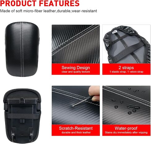 Center Console Cover for Ford Mustang Accessories 2015-2023 2024 Customized Leather Armrest Cover Seat Storage Box Lid Pad Seat Cover (Black Stitches) in Saudi Arabia
