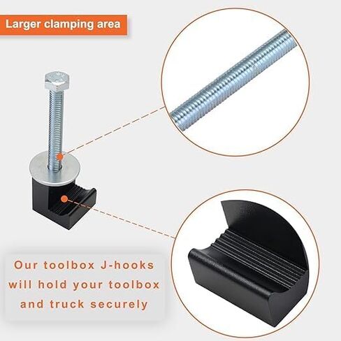 طقم تركيب صندوق أدوات الشاحنة، ربط صندوق أدوات الشاحنة المصنوع من الألومنيوم، ربطة عنق على شكل حرف J، صندوق أدوات متقاطع، شاحنة بيك اب مناسبة عالميًا، عبوة سهلة التركيب - أسود in Kuwait