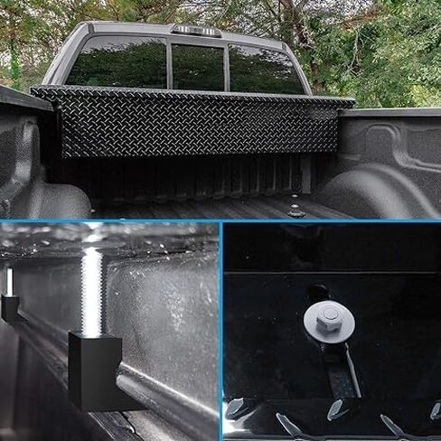 طقم تركيب صندوق أدوات الشاحنة، ربط صندوق أدوات الشاحنة المصنوع من الألومنيوم، ربطة عنق على شكل حرف J، صندوق أدوات متقاطع، شاحنة بيك اب مناسبة عالميًا، عبوة سهلة التركيب - أسود in Kuwait