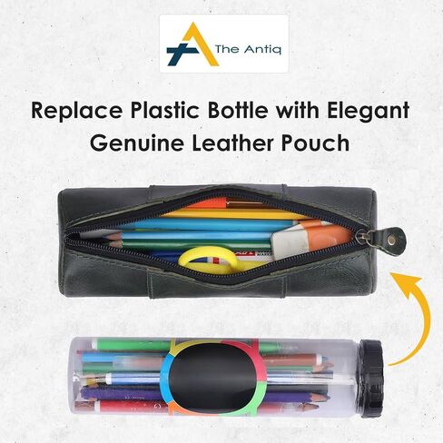 Leather Pencil Case, Makeup Pouch, Zipper Pouch for Daily Essentials, Storage Organizer, Cosmetics and Stationary Bag (Blue, 8 * 2.5 Inches) in Saudi Arabia