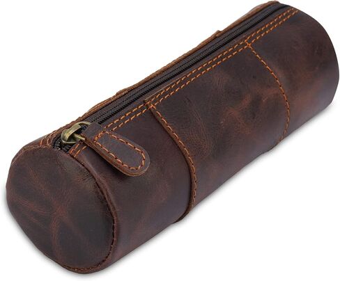 Leather Pencil Case, Makeup Pouch, Zipper Pouch for Daily Essentials, Storage Organizer, Cosmetics and Stationary Bag (Blue, 8 * 2.5 Inches) in Saudi Arabia