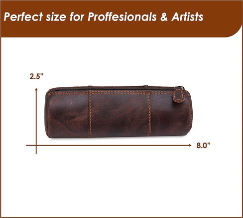 Leather Pencil Case, Makeup Pouch, Zipper Pouch for Daily Essentials, Storage Organizer, Cosmetics and Stationary Bag (Blue, 8 * 2.5 Inches) in Saudi Arabia