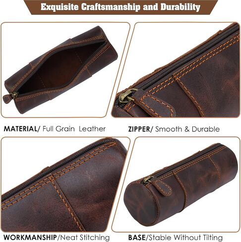 Leather Pencil Case, Makeup Pouch, Zipper Pouch for Daily Essentials, Storage Organizer, Cosmetics and Stationary Bag (Blue, 8 * 2.5 Inches) in Saudi Arabia