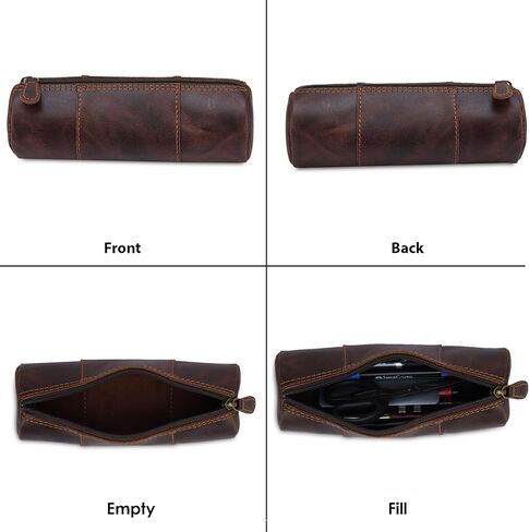 Leather Pencil Case, Makeup Pouch, Zipper Pouch for Daily Essentials, Storage Organizer, Cosmetics and Stationary Bag (Blue, 8 * 2.5 Inches) in Saudi Arabia