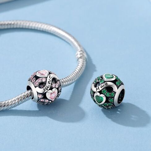 Birthstone Charms for Bracelet 925 Sterling Silver Bead Charm Happy Birthday Charm Jewelry Gift for Women in Saudi Arabia