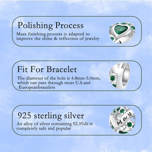 Birthstone Charms for Bracelet 925 Sterling Silver Bead Charm Happy Birthday Charm Jewelry Gift for Women in Saudi Arabia