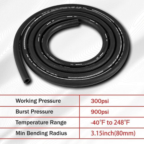خرطوم خط الوقود 5/16 بوصة ID، SAE 30R7 خرطوم الوقود 10FT NBR خرطوم قفل دفع مطاطي عالي الضغط 300PSI لمحركات أنظمة وقود السيارات in Kuwait