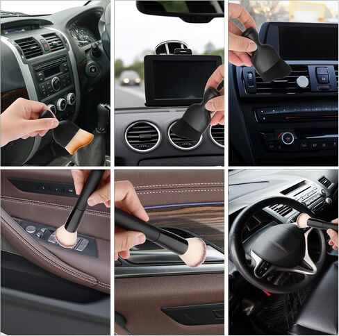 Car Interior Dust Brush, 3pcs Super Soft Bristles Car Cleaning Brushes No Scratch Auto Interior Dust Removal Detailing Brush Dust Tool for Dashboard, Air Vents, Computer(Brown) in Saudi Arabia
