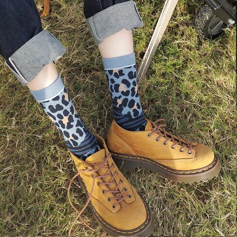 Socks Women's leopard - zebra - Cool & Cute Pop Culture Novelty Crew Socks Gift Funny Crazy Dress Women men 4 Packs in Saudi Arabia
