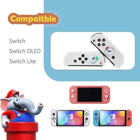 4 قطع من مقابض الإبهام لوحدة تحكم نينتندو سويتش/OLED/Lite Joycon، أغطية غطاء عصا التحكم Mes Merry لـ Super Mario Bros Wonder Joy Con in Kuwait