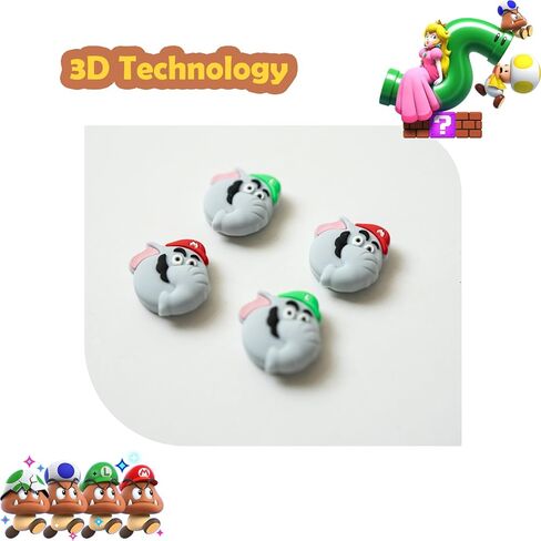 4 قطع من مقابض الإبهام لوحدة تحكم نينتندو سويتش/OLED/Lite Joycon، أغطية غطاء عصا التحكم Mes Merry لـ Super Mario Bros Wonder Joy Con in Kuwait