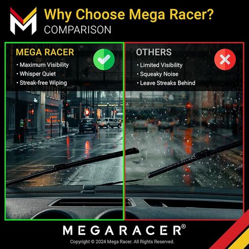 Mega Racer Windshield Wiper Blades 22 Inch for Ford F150 F250 F350 Expedition, J U Hook, Front Wiper Blades, Automotive Replacement Windshield Wipers, Windshield Wiper Blades Set, 2 Pack in Saudi Arabia
