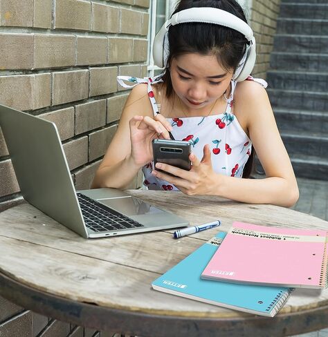 دفاتر ملاحظات حلزونية من Better Office Products، 6 عبوات، موضوع واحد، 70 ورقة، 10.5 × 8 بوصة، 6 ألوان باستيل متنوعة (قواعد الكلية) in Saudi Arabia