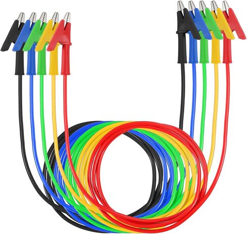 5Pcs Alligator Clip to Alligator Clips Test Probe Dual Ended Crocodile Wire Cable 15A Insulators Clips for Multimeter Electrical Testing in Saudi Arabia