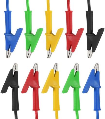 5Pcs Alligator Clip to Alligator Clips Test Probe Dual Ended Crocodile Wire Cable 15A Insulators Clips for Multimeter Electrical Testing in Saudi Arabia
