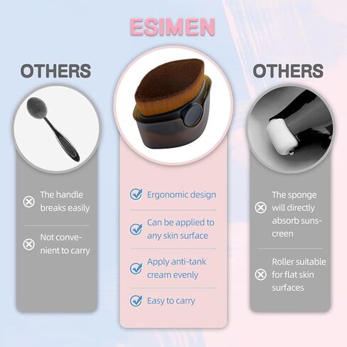 Esimen Sunscreen Applicator for Kids, Sunblock Buddy with Protective Caps, Sun Lotion Applicator Sun Cream Brush for Blending Liquid, Cream or Flawless Powder Cosmetics (Black) in Saudi Arabia