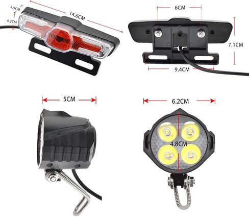 Ebike Headlight&Tail Light Sets, LED Night Spotlight Cycling Modification Parts, 48V/36V Front Rear Warning Lights Kit with E-Bike Headlight Turn Signal Rear Light, 12V-72V Switch in Saudi Arabia