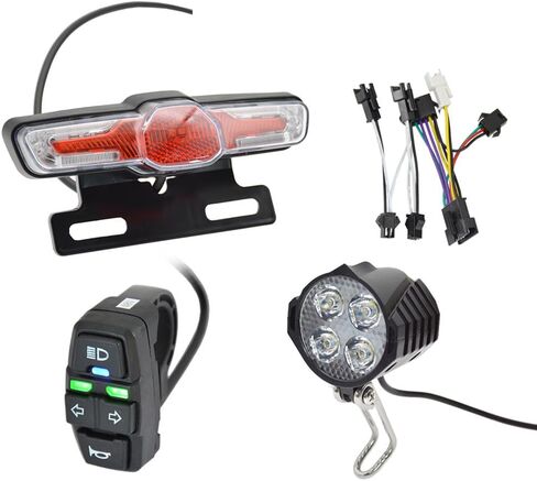 Ebike Headlight&Tail Light Sets, LED Night Spotlight Cycling Modification Parts, 48V/36V Front Rear Warning Lights Kit with E-Bike Headlight Turn Signal Rear Light, 12V-72V Switch in Saudi Arabia