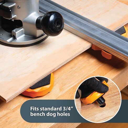 POWERTEC 71958 8" Workbench Holdfast 4 PK Bench Dog Clamp for Woodworking, and 8-PC Deluxe Bench Dogs for 3/4" bench dog hole in Saudi Arabia