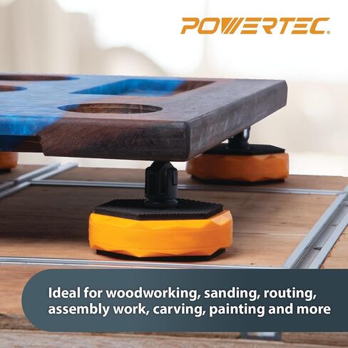 POWERTEC 71958 8" Workbench Holdfast 4 PK Bench Dog Clamp for Woodworking, and 8-PC Deluxe Bench Dogs for 3/4" bench dog hole in Saudi Arabia