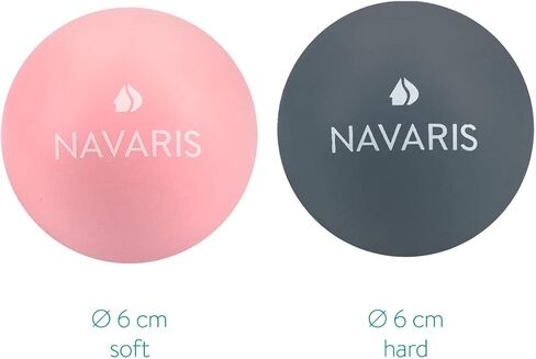 Navaris Lacrosse Massage Balls (Set of 2) - 2 1/2" Diameter Ball Set for Back, Feet, Muscles - Includes Firmer Ball and Softer Ball - Dark Blue, Pink in Saudi Arabia