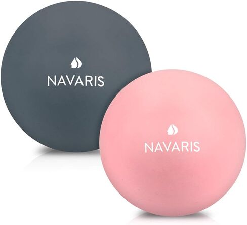 Navaris Lacrosse Massage Balls (Set of 2) - 2 1/2" Diameter Ball Set for Back, Feet, Muscles - Includes Firmer Ball and Softer Ball - Dark Blue, Pink in Saudi Arabia