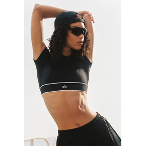 Alo Yoga ALO Softsculpt Amp It Up Short Sleeve Bra - Black in Saudi Arabia