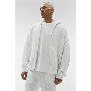 هودي Alo Yoga Wool Cashmere New Class بسحاب كامل - أبيض هيذر in Kuwait