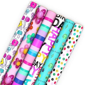 Hallmark Kraft Birthday Wrapping Paper Rolls (3 Rolls: 60 Sq. Ft. Total) Colorful Polka Dots, Happy Birthday Lettering and Cake Slices for Kids, Teens, Friends, Family in Saudi Arabia