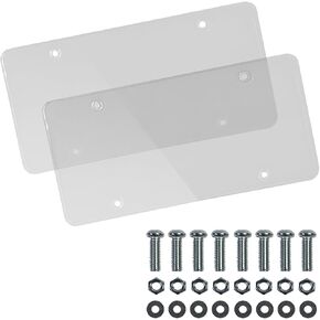 Clear License Plate Cover, 2 Pack Universal Protector Shield, 12.08 x 6.02 Inches with Screws, Nuts, Washers and Caps,-3 in Saudi Arabia