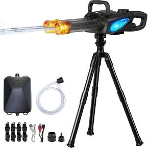 Gatling Electric Water Gun for Kids & Adults - Rotating Double Barrel Squirt Gun with Stand and LED Light, Long Range Automatic Water Guns with Backpack, Outdoor Water Blaster Pistol Pool Party Toys in Kuwait