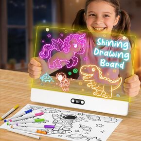 High Grade Led Drawing Board for Kids with 8 Light Effects, 16" Rechargeable Wireless Dry Erase Glow Note Doodle Pad, Acrylic Dry Erase Board with Stand, 2026 Birthday Gifts for Boys & Girls Ages 3–12 in Saudi Arabia