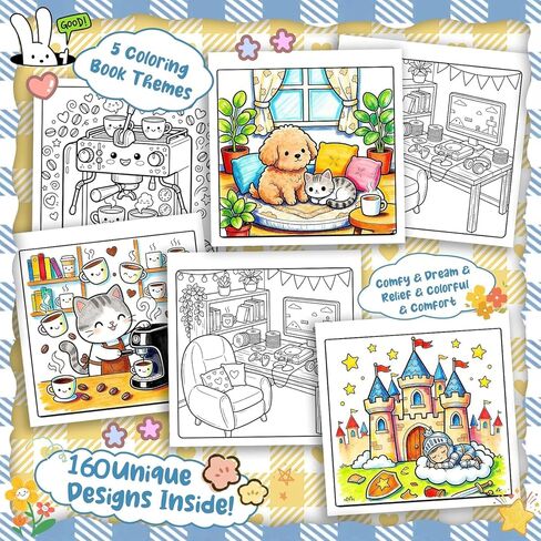 5PCS Coloring Book for Adults Relaxation, Arts and Crafts Coloring Gifts for Women, 160 Simple and Cute Patterns Include Comfy & Dream & Relief & Colorful & Comfort in Kuwait