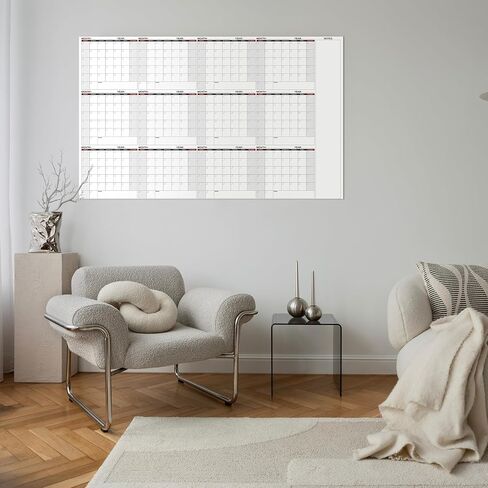 تقويم مسح جاف كبير للجدار - تقويم حائط سنوي، مسح جاف، 91.48 سم × 57.9 سم، تقويم حائط مصفح قابل للمسح وإعادة الاستخدام غير مؤرخ لمدة 12 شهرًا، 15 ملصقًا دائريًا، مثالي للمنزل والمكتب والمدرسة - أسود مع أحمر in Kuwait