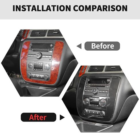 RT-TCZ وحدة التحكم المركزية للملاحة GPS غطاء لوحة زخرفة الديكور الداخلي لسيارة Chevy Avalanche/Suburban/Tahoe 2007-2013، لـ GMC Yukon/Sierra 2007-2013 (ألياف الكربون السوداء) in Kuwait