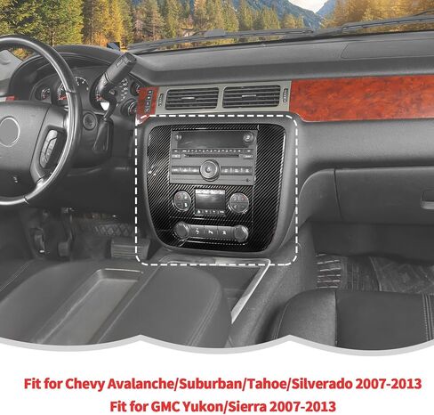 RT-TCZ وحدة التحكم المركزية للملاحة GPS غطاء لوحة زخرفة الديكور الداخلي لسيارة Chevy Avalanche/Suburban/Tahoe 2007-2013، لـ GMC Yukon/Sierra 2007-2013 (ألياف الكربون السوداء) in Kuwait