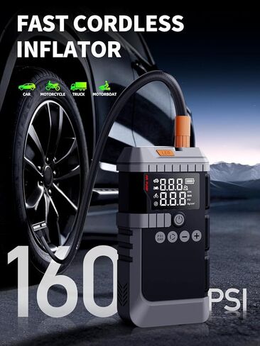 Portable Car Battery Jump Starter with Air Compressor, 6000A Car Battery Booster (All Gas/12L Diesel) with 45W Fast Charge, 160PSI Auto-Shut Off Tire Inflator,LED Light, Jumper Cables,Golves in Kuwait