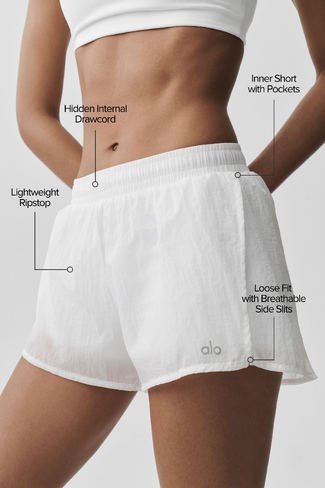 Alo Yoga Mid-Rise Go Time Short - White in Kuwait