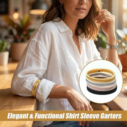 8Pcs Sleeve Garters, Elastic Metal Sleeve Garters for Women, Anti-Slip Sleeves Holders for Men, Arm Straps Armbands, Shirt Sleeves Holder Multicolor in Kuwait