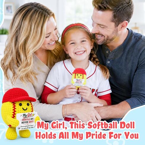 Softball Gifts for Girls - Handmade Crochet Softball Doll Birthday Gifts for Daughter, Positive Inspirational Gift for Teen Girl Softballs Players Friends Christmas Graduation Senior Night in Kuwait