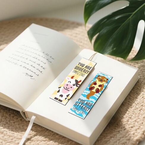 FREEBLOSS 12 Set Cross Stitch Bookmark Kit 11CT DIY Cross Stitch Kits Animal Stamped Embroidery Kit with Instructions Bookmark Making Set for Adult Beginners 11CT 8x2.4inch in Kuwait