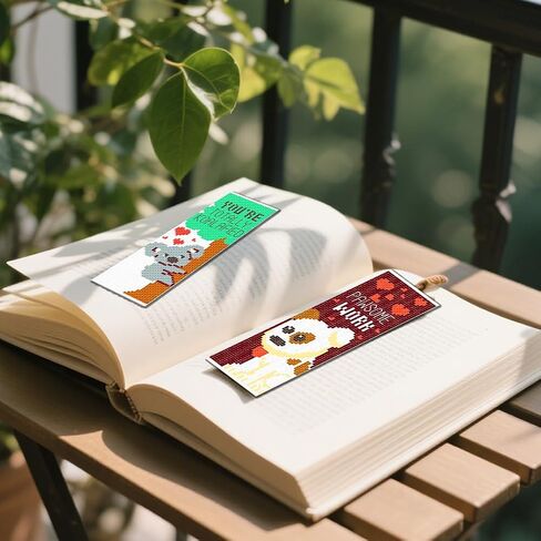 FREEBLOSS 12 Set Cross Stitch Bookmark Kit 11CT DIY Cross Stitch Kits Animal Stamped Embroidery Kit with Instructions Bookmark Making Set for Adult Beginners 11CT 8x2.4inch in Kuwait