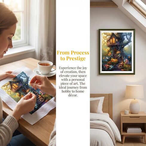 Enchanted Treehouse Cross Stitch Kit - 15.7" x 19.7"(40x50cm), Vibrant Garden & Cottage Design, DIY Embroidery Kit with Threads, Fabric & Guide, Fairy Tale Decor Gift in Kuwait