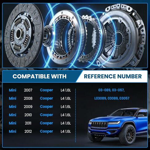 مجموعة قابض ناقل الحركة مع محمل الإصدار لميني كوبر 2007-2012 1.6L R56 R55 R57 Cooper S JCW ناقل الحركة اليدوي 9.02 بوصة قرص 28 شريحة استبدال 03-089 L03089 in Kuwait